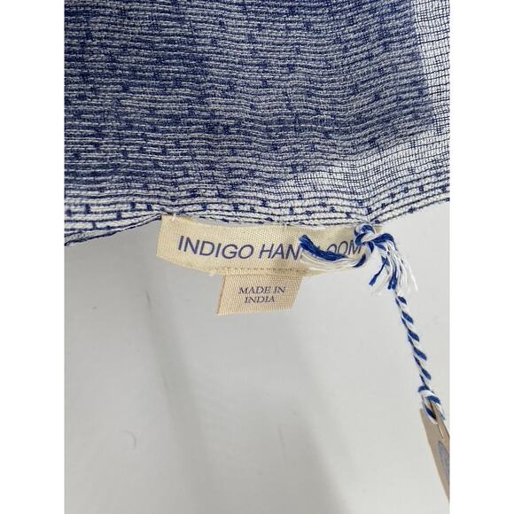 INDIGO HANDLOOM Women's Blue-White Printed Fringe Knit Scarf SZ OS - Picture 8 of 9